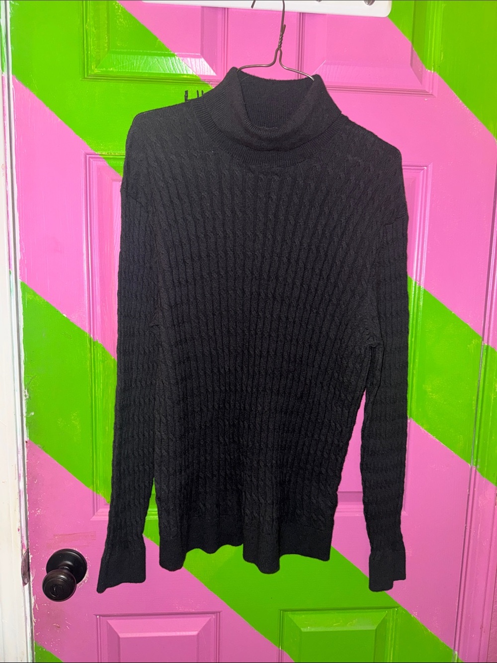 Abercrombie & Fitch Black Cable-Knit Turtleneck Sweater
